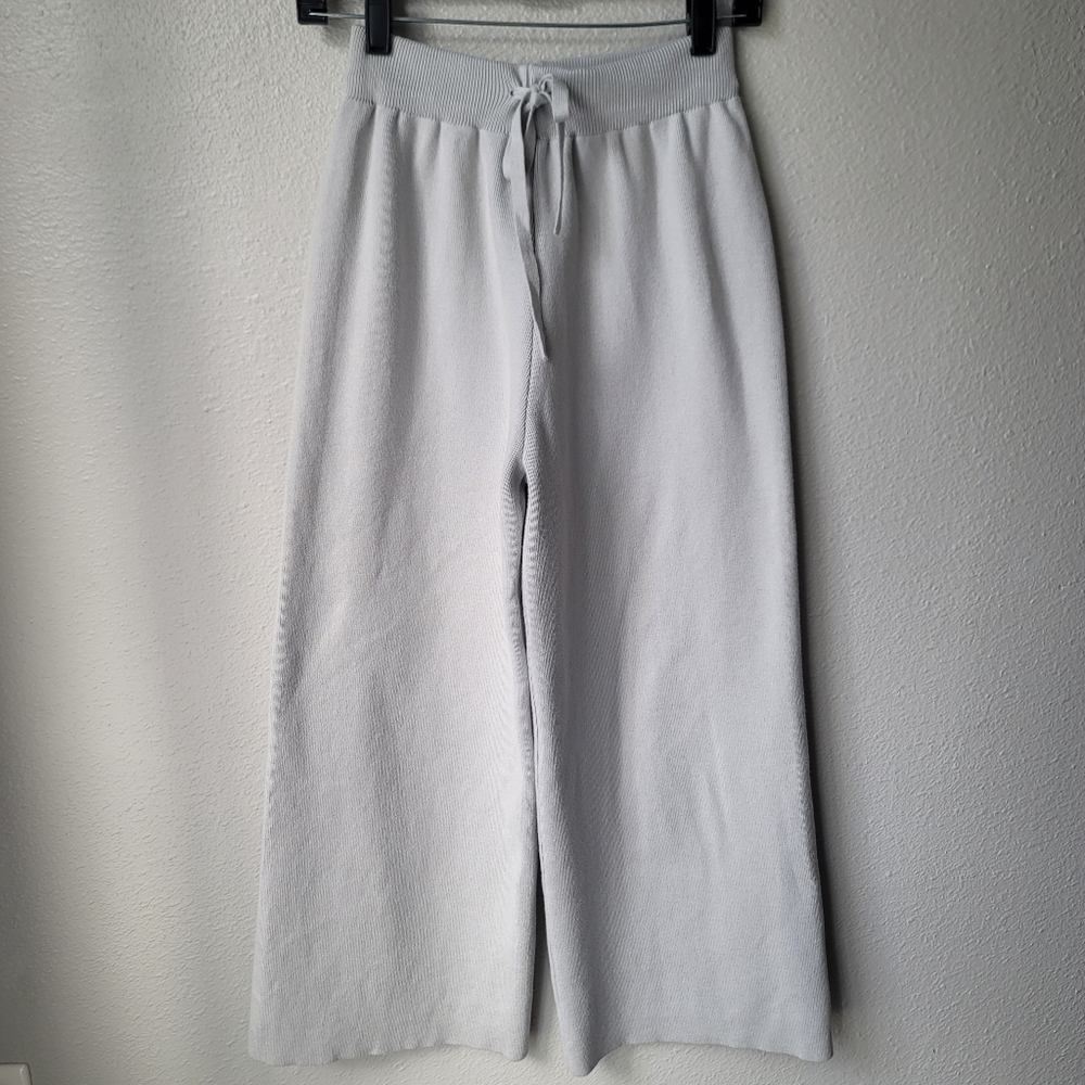 Petal & Pup High Rise Wide Leg Ankle Sweater Pants Size Small/Medium In Grey